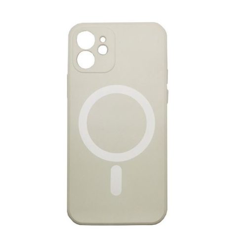 Apple iPhone 15, Szilikon tok, mágnes gyűrűvel, MagSafe töltővel kompatibilis, Wooze Magsafe Case, fehér