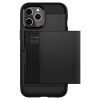 Apple iPhone 12 / 12 Pro, Szilikon tok, műanyag hátlappal, Spigen Slim Armor CS, fekete