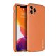 Apple iPhone 12 Pro Max, Műanyag hátlap védőtok + szilikon fémhatású keret, közepesen ütésálló, bőrhatású hátlap, Dux Ducis Yolo, narancssárga
