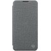 Apple iPhone 14, Oldalra nyíló tok, kamera védelem, Nillkin Qin Pro Plain Leather Cloth, szürke