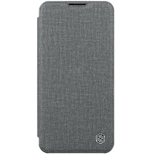 Apple iPhone 14, Oldalra nyíló tok, kamera védelem, Nillkin Qin Pro Plain Leather Cloth, szürke