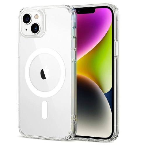 Apple iPhone 14 Plus, Műanyag hátlap védőtok, közepesen ütésálló, légpárnás sarok, Magsafe kompatibilis, ESR Krystec HaloLock, átlátszó