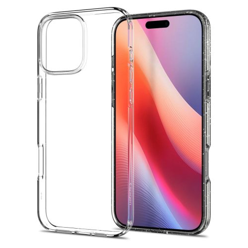 Apple iPhone 16 Pro, Szilikon tok, Spigen Liquid Crystal Glitter, átlátszó