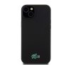 Lacoste Microfiber Croc Logo MagSafe iPhone 15 Plus szilikon tok, fekete