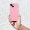 Apple iPhone 15 Pro Max, Szilikon tok, 2 mm vastag, csillogó hátlap, rózsaszín
