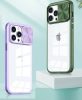 Apple iPhone 13, Műanyag hátlap + szilikon keret, átlátszó akril hátlap, kamera védelem, Wooze Trendy, lila