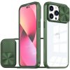 Apple iPhone 13, Műanyag hátlap + szilikon keret, átlátszó akril hátlap, kamera védelem, Wooze Trendy, zöld