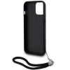 Apple iPhone 13, Műanyag hátlap védőtok + szilikon keret, színváltós hátlap, kézpánttal, Karl minta, Karl Lagerfeld Sequins Reversible, ezüst/fekete