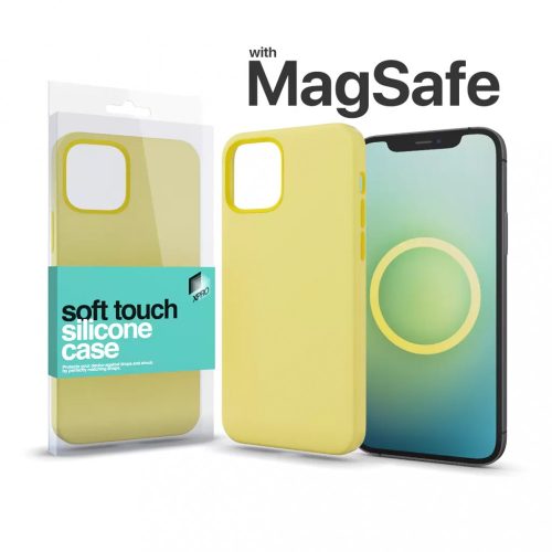 XPRO MagSafe rögzítésű Soft Touch Szilikon tok IPhone 13 Mini készülékhez - halvány citromsárga