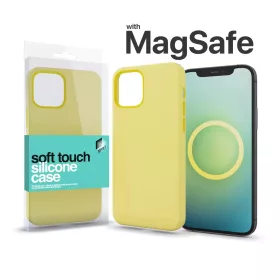   XPRO MagSafe rögzítésű Soft Touch Szilikon tok IPhone 13 Pro Max készülékhez - halvány citromsárga