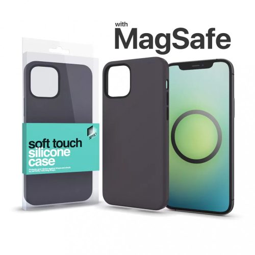 XPRO MagSafe rögzítésű Soft Touch Szilikon tok IPhone 13 Mini készülékhez - éjfekete