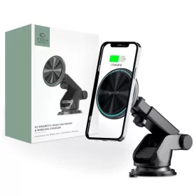   Tech-Protect A2 Fekete Autós tartó tapadókoronggal QC Magsafe 15W töltéssel, 926723