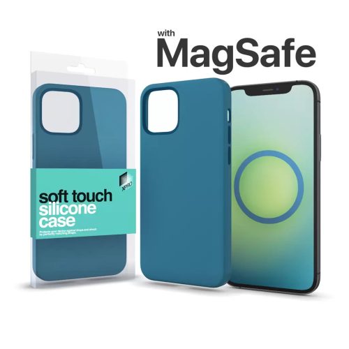XPRO MagSafe rögzítésű Soft Touch Szilikon tok IPhone 14 Pro Max készülékhez - viharkék