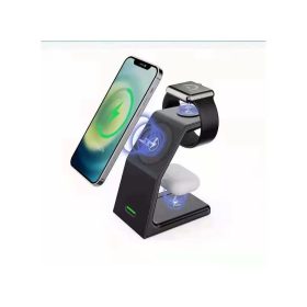 3in1 QI mágneses gyorstöltőállomás 15W fekete