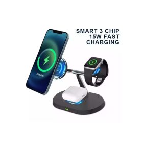   3in1 MagSafe QI vezeték nélküli töltőállvány QC 15W fekete