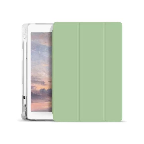 XPRO Smart Book tok pencil tartóval és teljesen átlátszó szilikon hátlappal világoszöld Apple Ipad 10,9" (2022) 10. generációs készülékhez