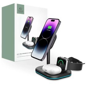   Tech-Protect QI15W-A27 3in1 MagSafe QI vezeték nélküli töltőállomás fekete