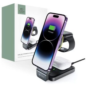   Tech-Protect QI15W-A28 3in1 MagSafe QI vezeték nélküli töltőállomás fekete