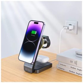   Tech-Protect QI15W-A28 3in1 MagSafe QI vezeték nélküli töltőállomás fekete