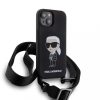 Karl Lagerfeld tok + crossbody strap fekete KLHCP15SSCBSKNK IPhone 15 készülékhez