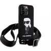 Karl Lagerfeld tok + crossbody strap fekete KLHCP15XSCBSKNK IPhone 15 Pro Max készülékhez