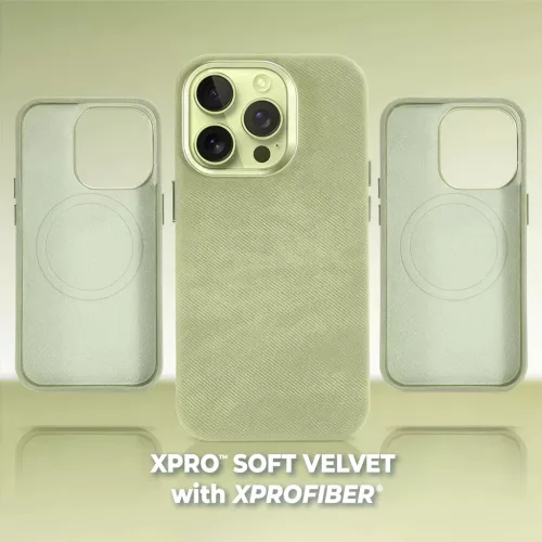 XPRO™ Soft Velvet Magsafe tok Apple iPhone 15 Pro készülékhez - Zöld