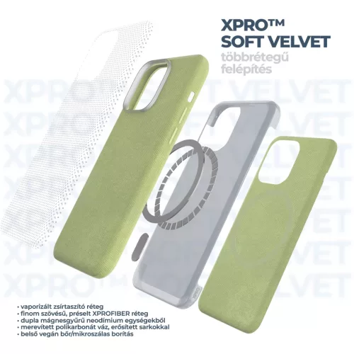 XPRO™ Soft Velvet Magsafe tok Apple iPhone 15 Pro készülékhez - Zöld