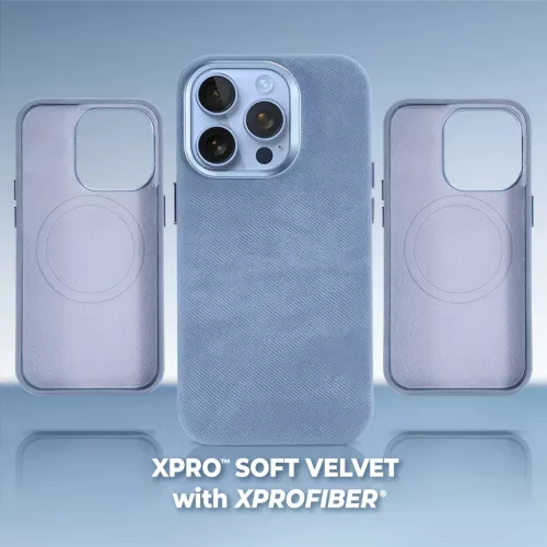 XPRO™ Soft Velvet Magsafe tok Apple iPhone 15 Pro készülékhez - Kék
