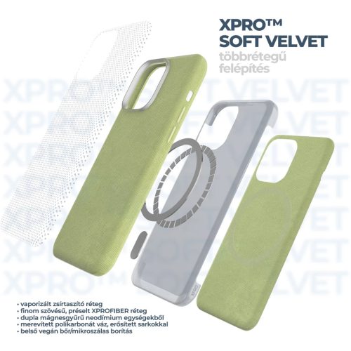 XPRO™ Soft Velvet Magsafe tok Apple iPhone 16 készülékhez - Zöld