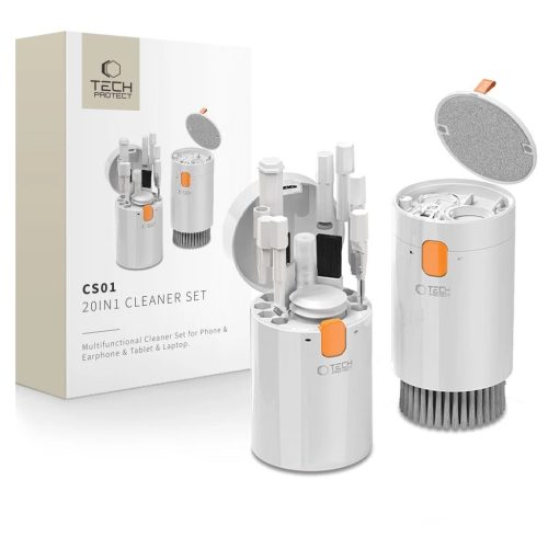 Tech-Protect CS01 fehér 20 az 1-ben tisztító szett telefonokhoz, headsetekhez, laptopokhoz, táblagépekhez, perifériákhoz