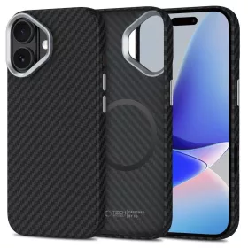   TECH-PROTECT ION CARBON MAGSAFE iPhone 17 készülékhez tok fekete/ezüst