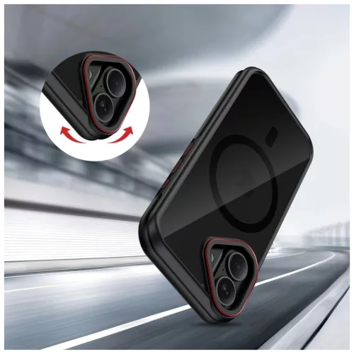 TECH-PROTECT MagHybrid MagSafe iPhone 17 készülékhez tok fekete/piros