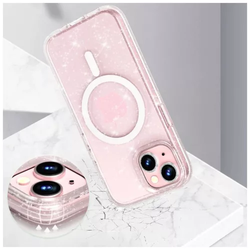 TECH-PROTECT FLEXAIR HYBRID MAGSAFE iPhone 15 készülékhez tok GLITTER CLEAR