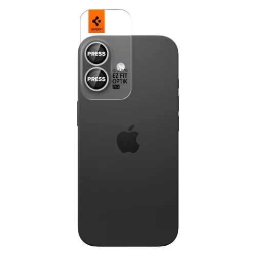 SPIGEN OPTIK PRO GLAS.TR “EZ FIT” kameravédő 2-csomag, iPhone 16 / 16 Plus / 17 készülékhez, ezüst