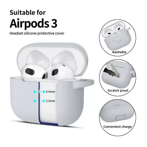 TECH-PROTECT szilikon akasztó Apple AirPods 3 készülékhez, krétaszürke