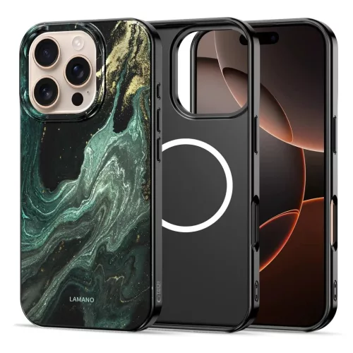 TECH-PROTECT LAMANO MAGSAFE iPhone 16 Pro készülékhez tok AURA zöld