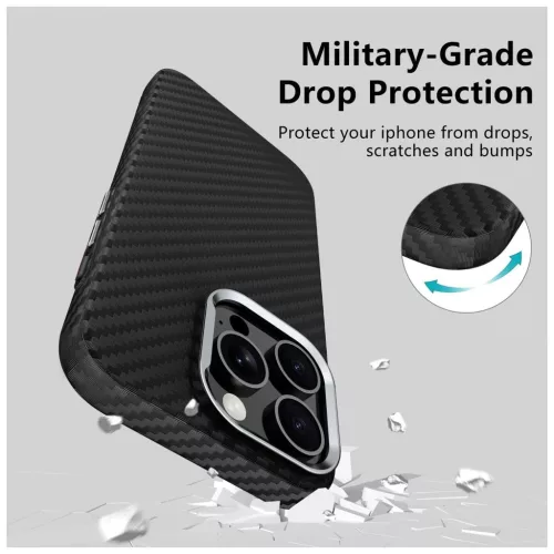 TECH-PROTECT ION CARBON MAGSAFE iPhone 16 Pro készülékhez tok fekete/ezüst