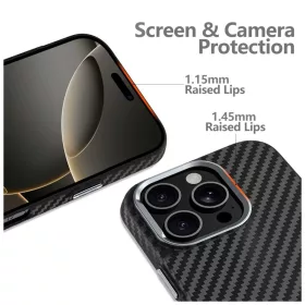   TECH-PROTECT ION CARBON MAGSAFE tok iPhone 16 Pro Max készülékhez fekete/ezüst