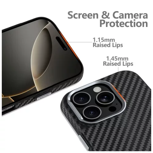 TECH-PROTECT ION CARBON MAGSAFE tok iPhone 16 Pro Max készülékhez fekete/ezüst