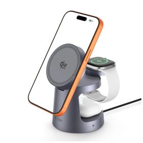   TECH-PROTECT QI2.2-25W-A48 3IN1 MAGNETIC MAGSAFE vezeték nélküli töltő sötétszürke