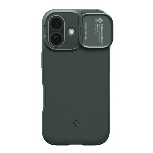 Spigen Optik Armor Mag MagSafe tok iPhone 17 készülékhez mélyzöld