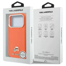   KARL LAGERFELD MagSafe-kompatibilis tok iPhone 17 Pro készülékhez KLHMP17L6PFKCLO (PU FW W/ K&C Head Pin) narancssárga