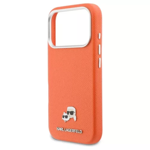 KARL LAGERFELD MagSafe-kompatibilis tok iPhone 17 Pro készülékhez KLHMP17L6PFKCLO (PU FW W/ K&C Head Pin) narancssárga