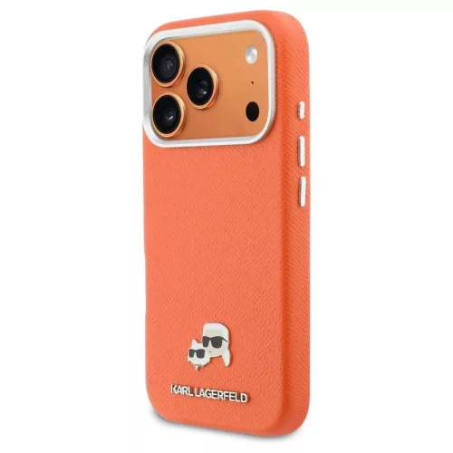 KARL LAGERFELD MagSafe-kompatibilis tok iPhone 17 Pro készülékhez KLHMP17L6PFKCLO (PU FW W/ K&C Head Pin) narancssárga