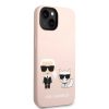Karl Lagerfeld MagSafe Compatible tok Liquid Silicone Karl and Choupette iPhone 14 Plus készülékhez rózsaszín