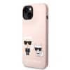 Karl Lagerfeld and Choupette Liquid Silicone tok iPhone 14 Plus készülékhez rózsaszín