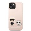 Karl Lagerfeld and Choupette Liquid Silicone tok iPhone 14 Plus készülékhez rózsaszín