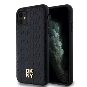   DKNY PU Leather Repeat Pattern Stack Logo MagSafe tok iPhone 11 készülékhez fekete