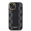 DKNY PU Leather Checkered Pattern Magsafe tok iPhone 15 készülékhez fekete