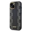 DKNY PU Leather Checkered Pattern Magsafe tok iPhone 15 készülékhez fekete